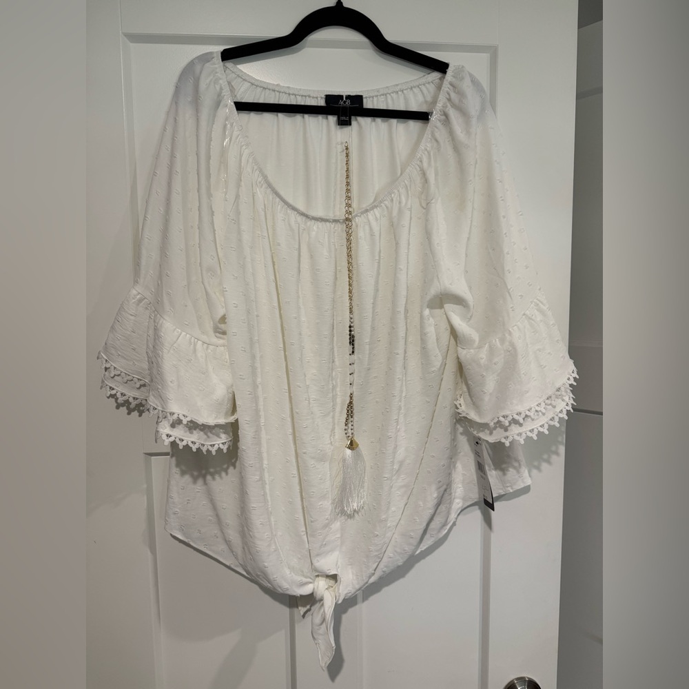 AGB Ivory Blouse with Lace Details